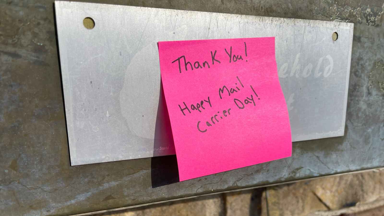 Sticky note for National Mail Carrier Day