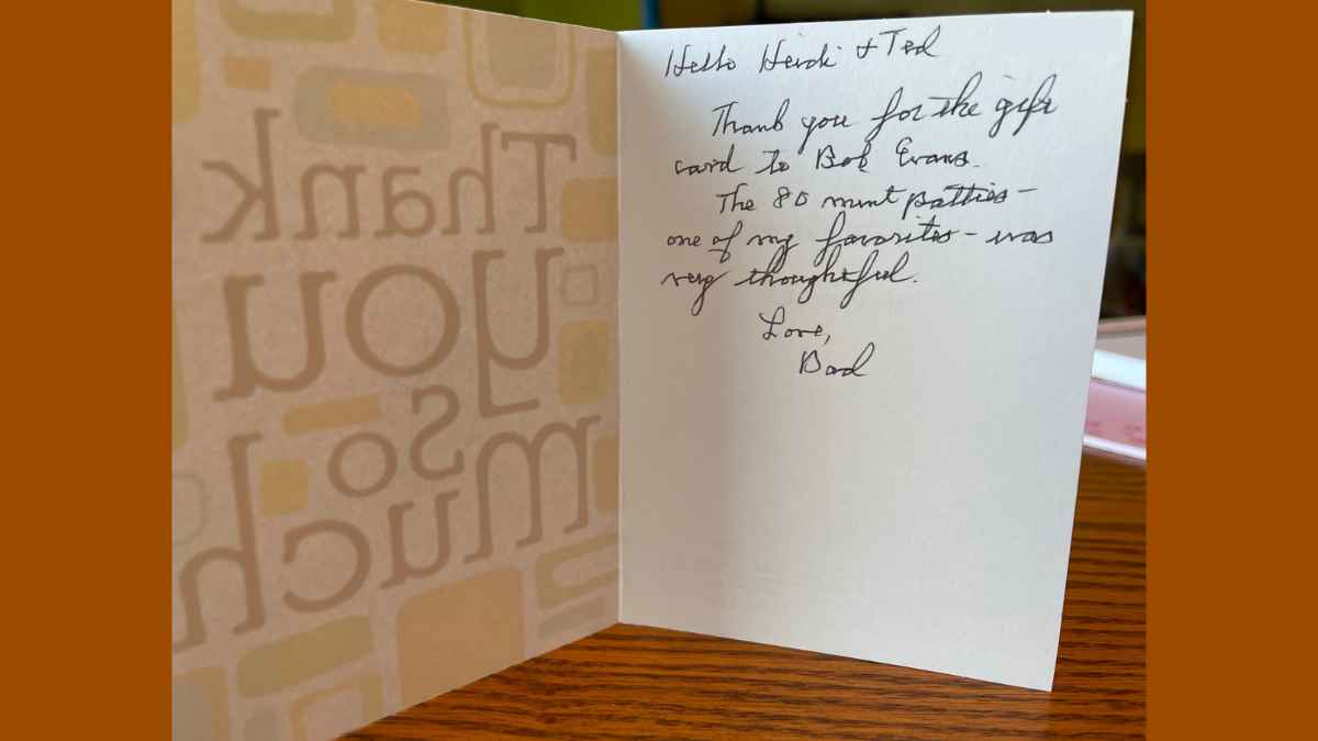 Handwritten Thank You Note Card Example