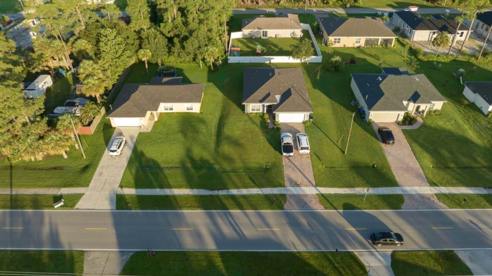 Aerial View of Small Town Neighborhood