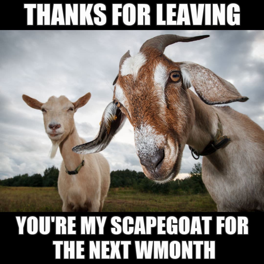 Last Day at Work Memes - Scapegoat