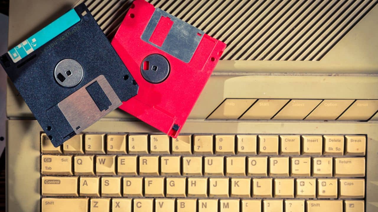 Floppy Disks on Keyboard